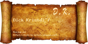 Dick Kristóf névjegykártya